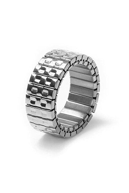Elastic Silver Steel 10 mm Unisex Wide Men's Ring with Elastic Ev39By