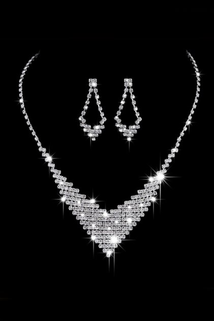 Wedding Engagement Henna Drop Jewelled Women's Necklace Earring Set Eg88