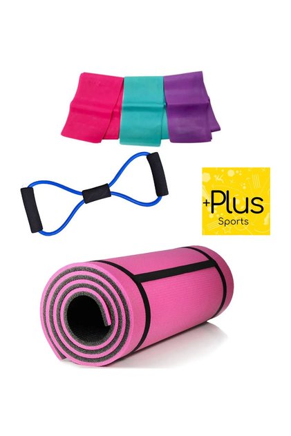 Pilates Set Pilates Mat 10 mm 3-Pack Resistance Rubber Butterfly Resistance Rubber