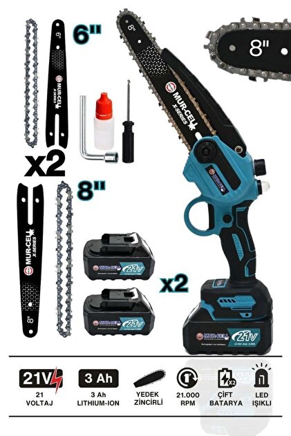 Mur-Cell M 2'li Set Çelik Şanzuman Çift Pala Zincirli Şarjlı Dal