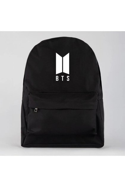 Black Bts Printed School Bag Backpack