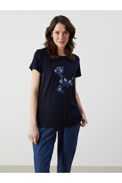 Crew Neck Printed Combed Women's T-Shirt