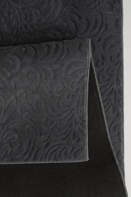Opqo Sarmaşık Premium Oturma Odası, Salon, Antre, Yıkanabilir Polyester Kaymaz Taban Antrasit Halı