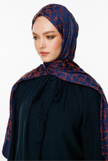 Marrakech Pattern Double Sided Shawl Navy Blue-Ceap Shell