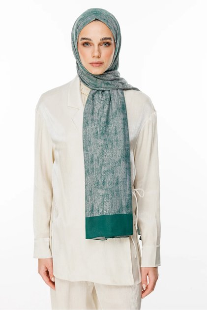 Sahara Pattern Double Sided Shawl Emerald-Pink