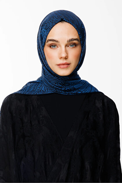 Mayra Pattern Double-Sided Shawl Black-Indigo