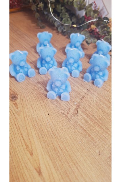 Blue Teddy Bear Candle - Henna Babyshower for Baby Birthday and Wedding