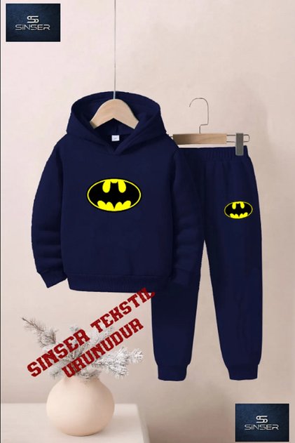 Hooded Children's "Batmanlogo" Printed Tracksuit Set