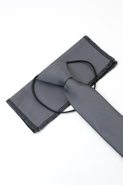 Erkek Çocuk Lastikli Hazır Bağlanmış Kravat ve Mendil Seti | 1-8 Yaş (5x29cm)
