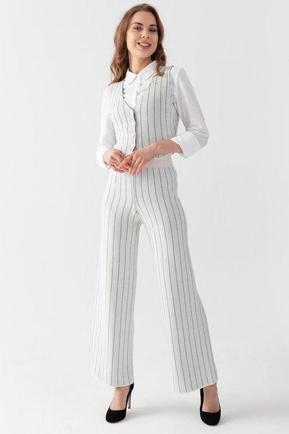 Vest, Pants, Top, Knitwear Set 12411 Ecru