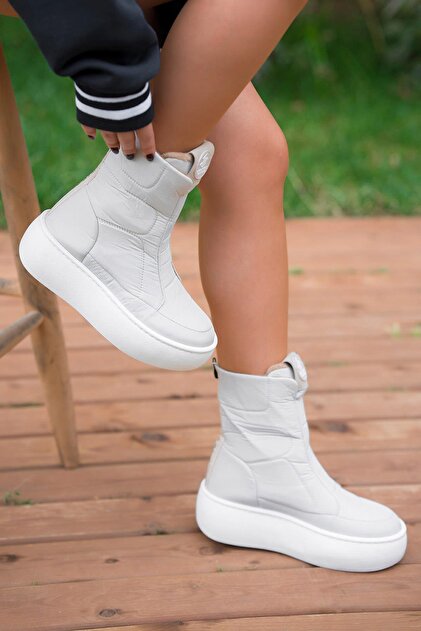 Parponi Beverly Hills Polo Club PO-4001 Kadın Kar Botu Krem