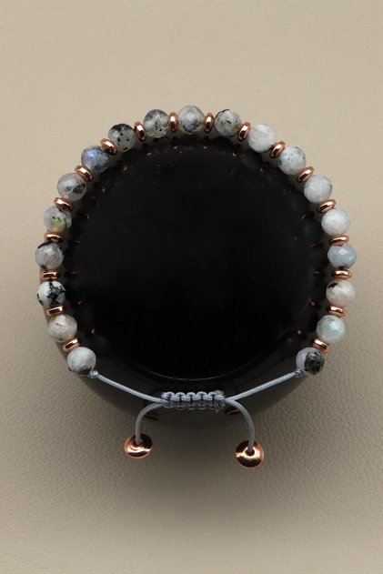 Moon Stone Natural Stone Macrame Knitted Bracelet Faceted Cut