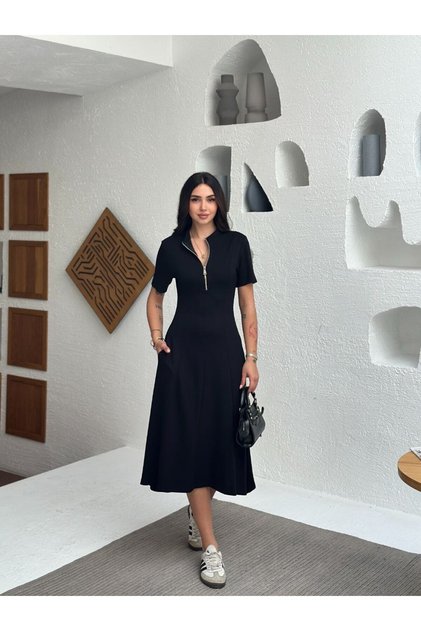Modal Fabric Dress with Zipper