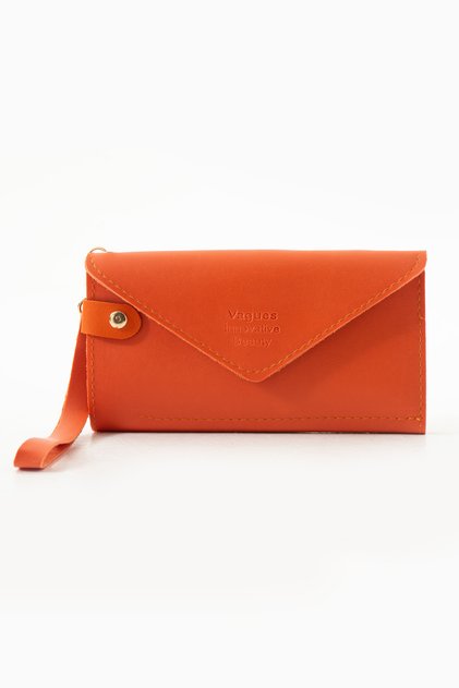 Orange Envelope Model Zippered Multi-Compartment Women's Wallet Accessory Ky Bag