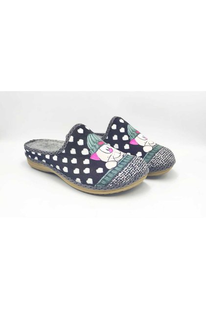 Women's Home Slippers Ms254 Cat Velvet Printed Sabo Slippers