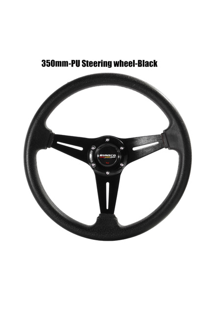 black 350mm/14Inch Sport Steering Wheel Aluminium+PU Drift Simulation Racing Game Steering Wheel Uni