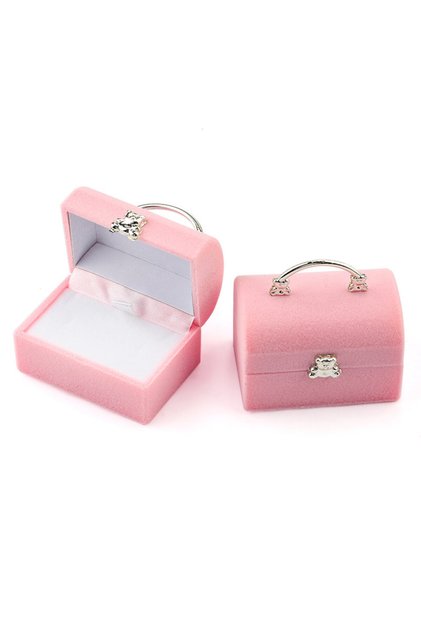 Pink 1 Piece Small Jewelry Box Velvet wedding Ring box Necklace Display Box Cute Bear Gift box Conta