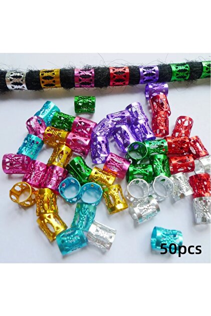 Colour mixture 50pcs Metal Hollow Out Hair Ring Accessories,Beads Hair Braid Rings Clips Dread Locks