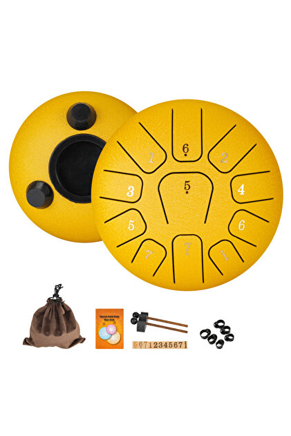 Yellow 6 Inchs Miwayer 6" Steel Tongue Drum Gift Set | 11-Note Sound Healing Instrument w/Tuning Kit