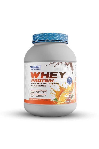 Whey Protein Powder 1200 Gr 40 Servings Chocolate & Orange Flavored