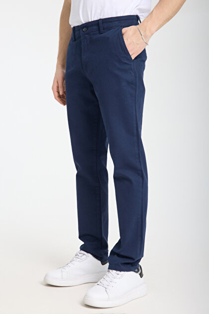 Trendyolmilla Man Lacivert Regular Fit Basic Chino Esnek Gabardin