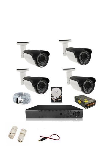 Genel Markalar 4 Kameralı 5mp Sony Lensli Fullhd Kamera Seti Su Geçirmez Gece Görüşlü Güvenlik Kamerası Sistemi Set - 1