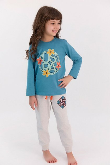 U.S. Polo Assn Dark Petrol Blue Girl's Pajama Set
