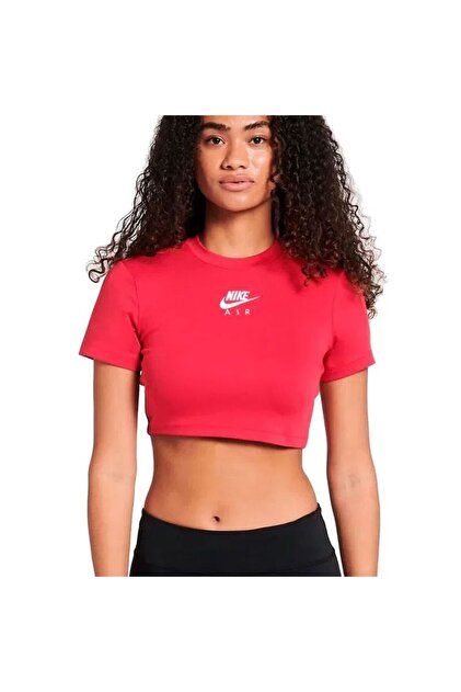 red nike crop top shirt