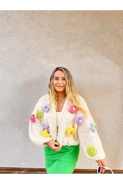Cardigan damă cu imprimeu floral colorat