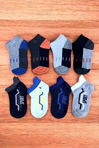 8 Pairs of Toe Seamless Sport Patterned Children's Booties