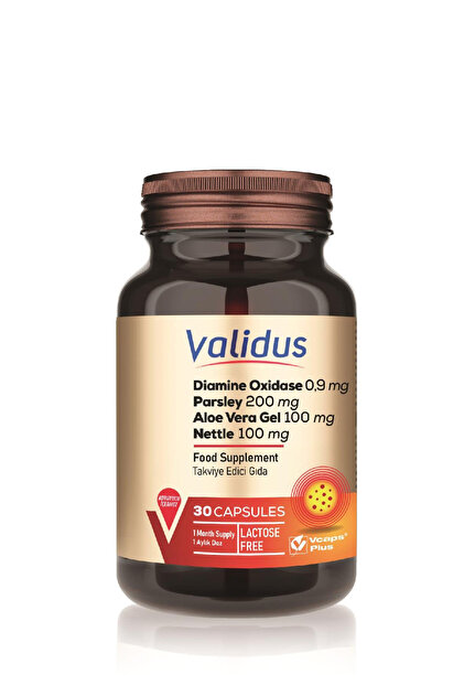 Validus Diamine Oxidase 0.9 Mg + Parsley 200 Mg + Aloe Vera Gel 100 Mg +  Nettle 100 Mg 30 Capsules- Trendyol