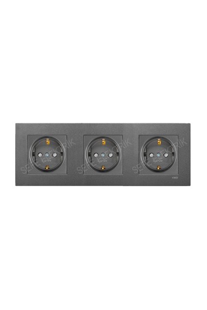 Viko Novella Smoked 3 Pieces Ç.K. Grounded Socket and 1 Triple Frame