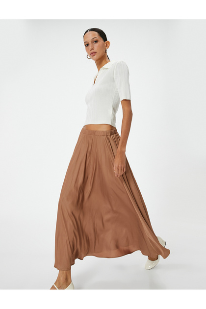 Flounce Long Skirt - Elastic Waist