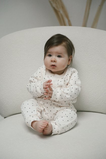 Black Dot Patterned Organic Camisole Baby Jumpsuit