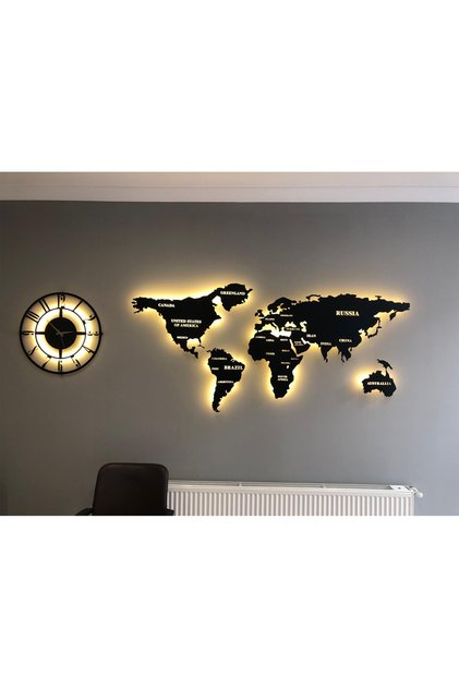 Metal Dünya Haritası Şehirli , Dekor, Ofis, Tablo, Metal Duvar Tablosu, Hediye, Dekorasyon,