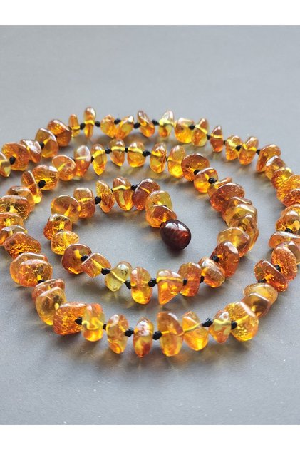 Honey Color Calming Amber Men's Necklace 70 cm