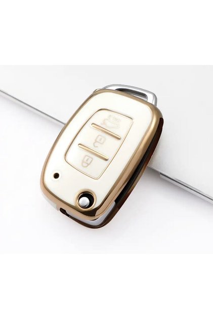 Luxury Hyundai Bayon I10 I20 Ix35 Elantra Tucson Key Case with Plaster Model White Gold Color