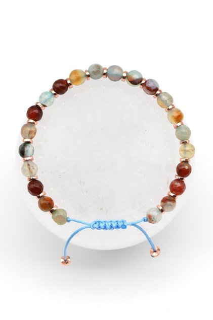 Agate Natural Stone Macrame Knitted Bracelet Facet Cut