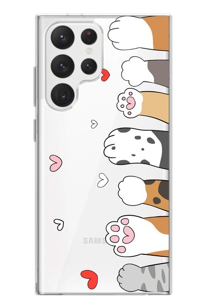 Transparent Silicone Case with Cute Cat Paws Design Compatible with Samsung Galaxy S22 Ultra