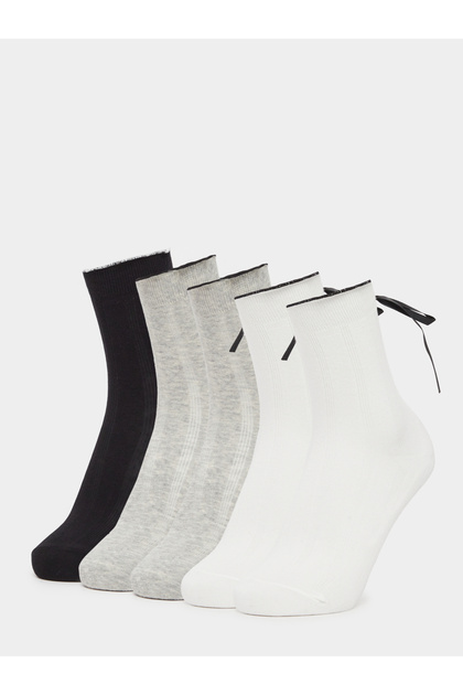 Set of 5 - Ribbon Detail Crew Socks