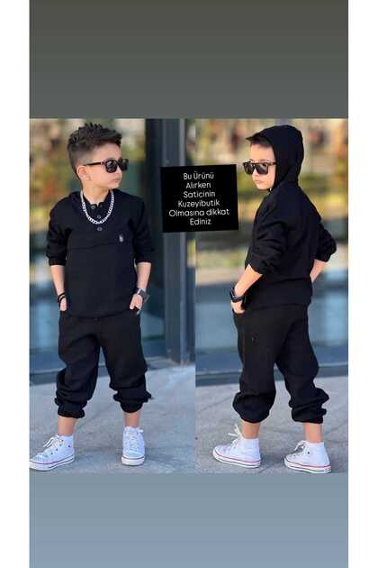 Boys' Festive Muslim Cloth Hooded Trousers Rubberized Bottom Top Suit