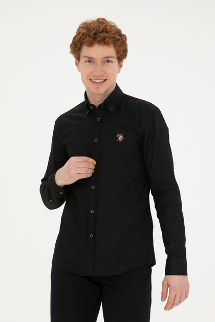 U.S. Polo Logo Buttoned Collar 100% Cotton Slim Fit Shirt Men SHIRT G081SZ0041826727