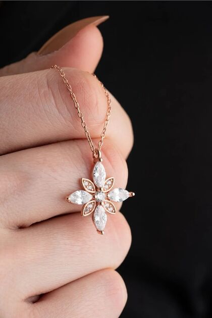 White Zircon Stone Flower of Hope Necklace Women
