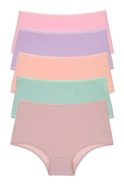 Women's 5-Pack High-Waist Cotton Blend Lycra Panties Salmon