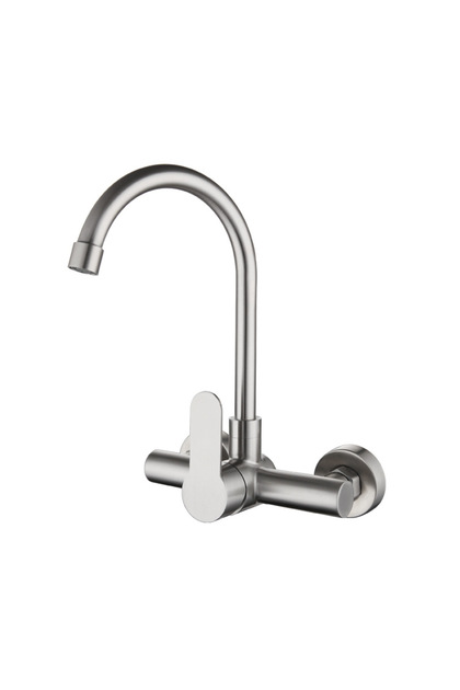TYPEA Stainless Steel Double Hole Wall Mounted Cold and Hot Faucet Balcony Rotating Kitchen Faucet T