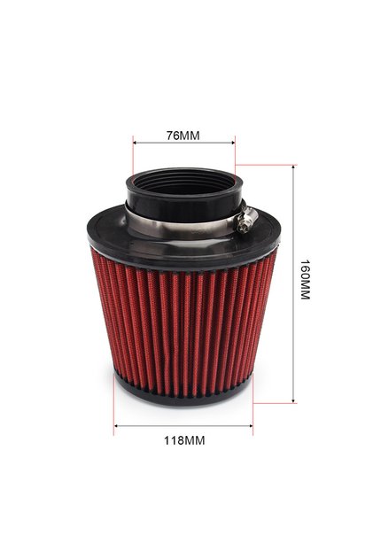 76MM Universal Car Air Filter Modification High Flow Inlet Car Cold Air Intake Air Filter Cleaner Pi