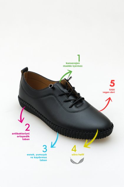 Bianca Winslow Black Women's Orthopedic Flexible Ultra Light Daily Walking Sports Casual Soft Leather Shoes