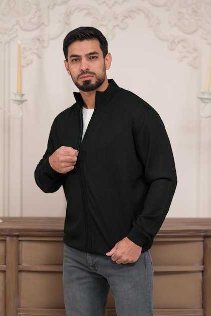 Regular Fit Stand Collar Slim Spring Knitwear Cardigan