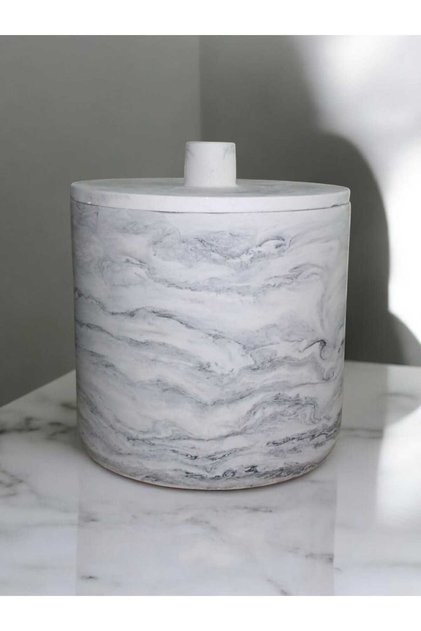 Mermer Desenli Beton Banyo ve Mutfak Çöp Kovası ,4 Litre,Aksesuar,Dekorasyon