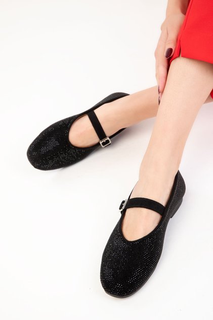 Black-Black Women's Ballerinas 20316